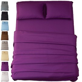 Sonoro Kate Sheets Super Soft Microfiber 1800 Thread Count 18 Inch Deep Pocket 4 Piece Queen Purple