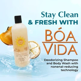 Deodorizing Citrus Plus Elder Shampoo and Body Wash by BoaVida with new leak-proof cap, Soap Made with Persimmon to Treat the Presence of Nonenal and Remove Old Person Smell, 16 oz