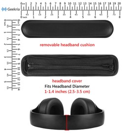 Geekria Hook and Loop Headband Cover + Headband Pad Set/Headband Protector with Zipper/DIY Installation No Tool Needed, Compatible with Bose B JBL ATH Hyperx Skullcandy Headphones (Black)