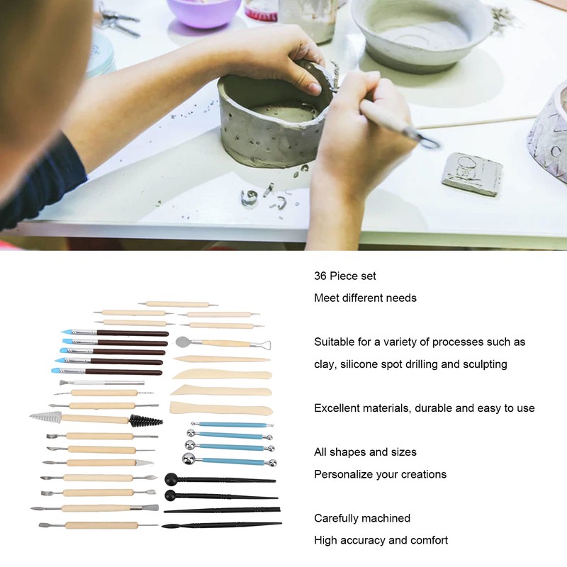 36Pcs Pottery Clay Sculpting Tools Kit Set Ceramic Carving Sculpting