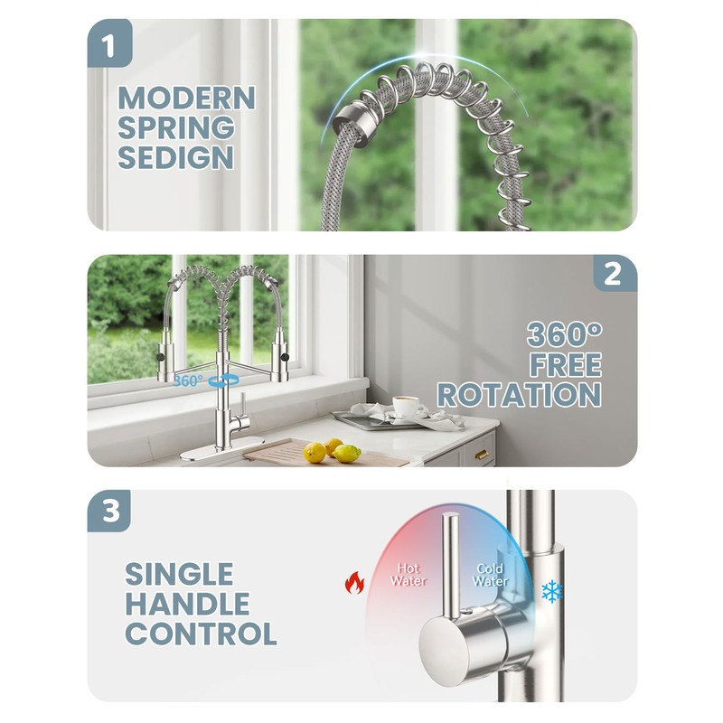 Casavilla Kitchen Faucets, Kitchen Sink Faucet with Soap Dispenser, Single