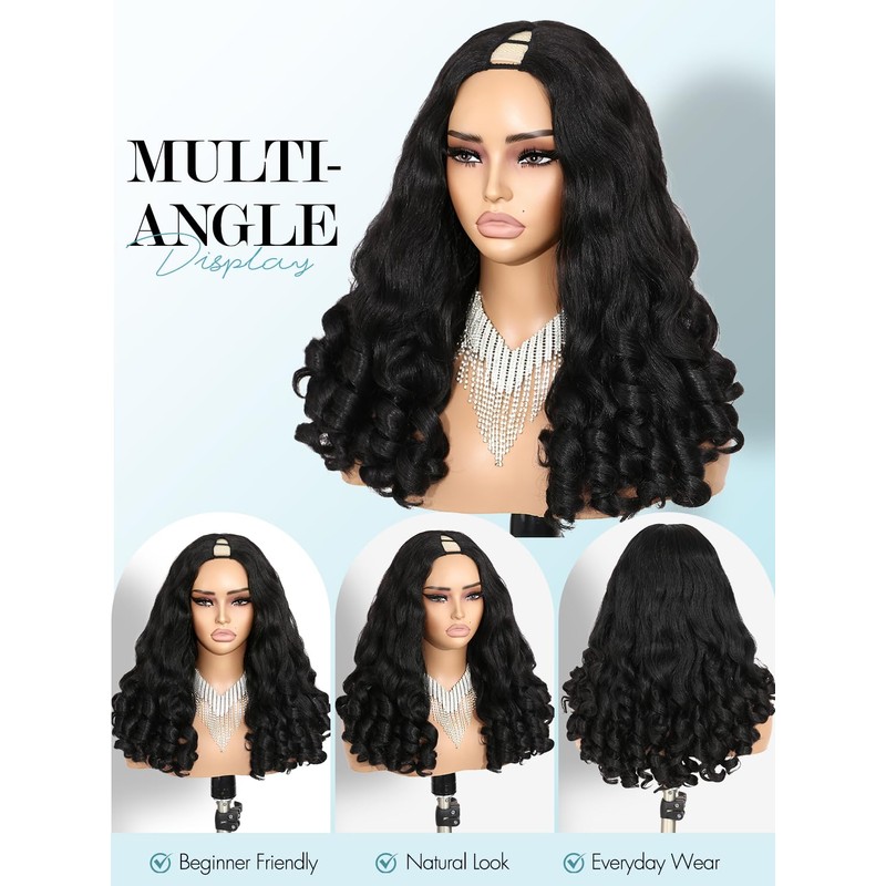 Yaki Curly V Part Wigs Afro Curly Wig with Bouncy