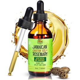 JAMAICAN Ambre Aceite de ricino negro orgánico – 2 fl oz – Para la fuerza del cabello, cuero cabelludo, aceite de masaje corporal y cejas – Formulado 