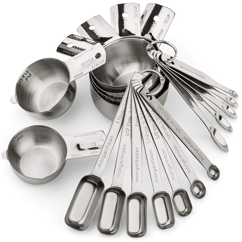 Morgenhaan Heavy-Duty 304 Stainless Steel Measuring Cup Set (18-Piece) -