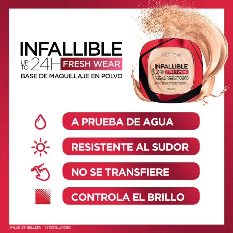 Loreal Infallible Fresh Wear 24hrs Maquillaje Polvo 9g Tono 140