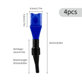 Tabanzhe 4 PCS Flexible Draining Tool Snap Funnel Set - Universal Oil Funnel with Plastic Clasp, Spill-Free and Hands-Free Large Funnels for Motorcycle, Car, Oil, Gasoline