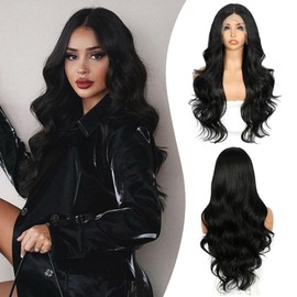 Sapphirewigs Lace Front Wig Synthetic Black 13x4 Body Wave Synthetic Lace Front Wigs Party Date Daily Wear Christmas Natural Looking 26 inch