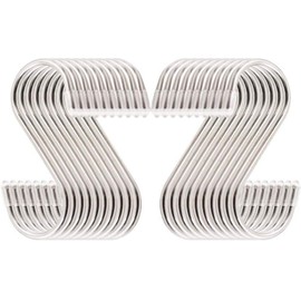 JINHEZO Premium 20-Pack Larger Round S Shaped Hooks in Polished Stainless Steel Metal, Hangers Hanging Hooks for Kitchen, Work Shop, Bathroom, Garden, Kitchenware Pots Utensils, Clothes, Bags, Towels
