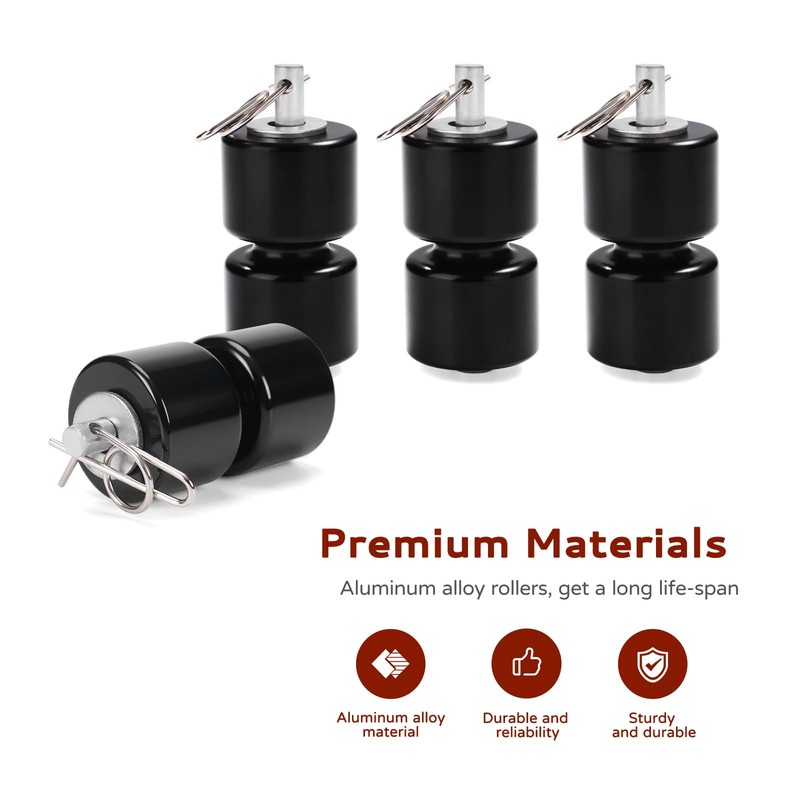 Atesilor 4Pcs Aluminum Alloy Rollers Pins Washers Rings Black with