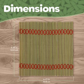 BambooMN Premium Bamboo Matchstick Coasters - 4.25" x 4.25" - Green - 12 Pieces