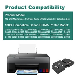 MC-G02 Maintenance Cartridge for Canon Pixma G620 G3260 G1220 G2160 G3160 G2260 G3360 G1420 G2420 Printer, High Capacity, New Chip (MCG02 MC-G02 Maintenance Box)