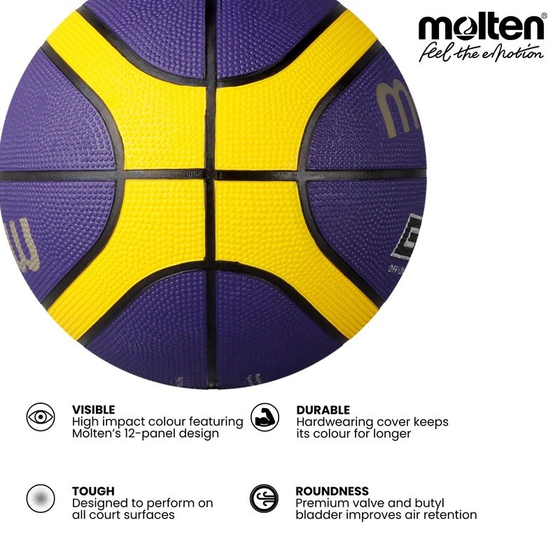 Molten Youth Molten BGR-VY Rubber Basketball, Purple/Yellow, Size 6