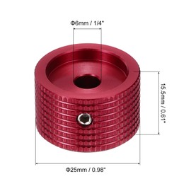 MECCANIXITY 2 Pcs Aluminium Potentiometer Knobs, 1/4" (6mm) Universal Volume Tone Control Knobs for Guitar, Bass, Grid 5/8" Red
