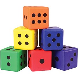 Constructive Playthings EDX-33 3" sq. Poly-Foam Colored Dice, Kindergarten Grade to 3 Grade