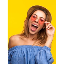 Blulu 20 Pairs Round Hippies Sunglasses John 60's Style Circle Colored Glasses