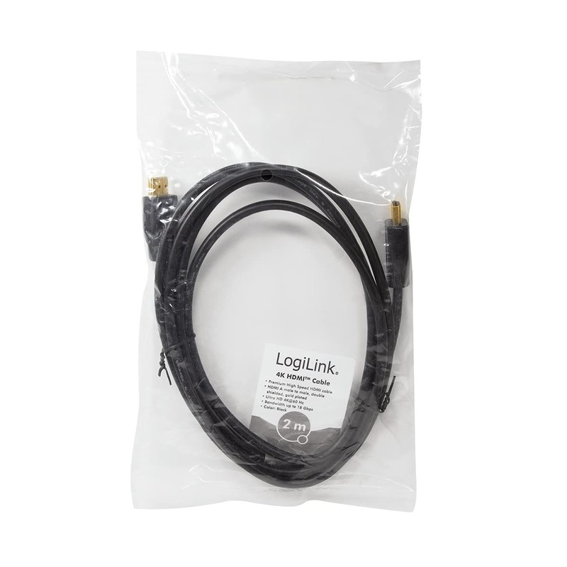 LogiLink CH0101 HDMI Connection Cable Type A (Male/Male), UHD 4K