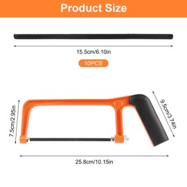 Mini Hacksaw, Mini Hand Hacksaw, Small Hand Saw with 10 Blades, Hand Saw, for Cutting Cardboard, Wood, DIY Projects