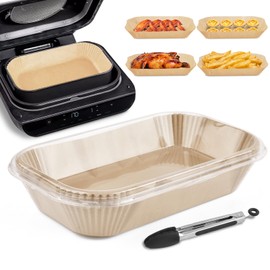 BROTOU Baking Paper for Hot Air Fryer, 125 Pieces, 29.1 x 14.8 cm, Rectangular, Non-Stick Airfryer Baking Paper, Compatible Ninja Foodi MAX Health Gril AG551EU/FG551