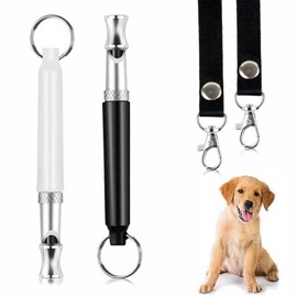 TELADESHX Dog Whistle with Lanyard Whistle to Stop Barking Neighbors Dog Provides The Perfect Bark Control and Effective Memory Training for All Dog Breeds (Black+White, 2 Pcs)