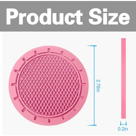 NON-SQUARE Car Cup Holder Coaster, 4 Pack PVC Anti Slip Durable Insert Car Coasters, 2.75 Inch Universal Car Coasters for Cup Holders, Suitable for Most Car Interior（Pink）