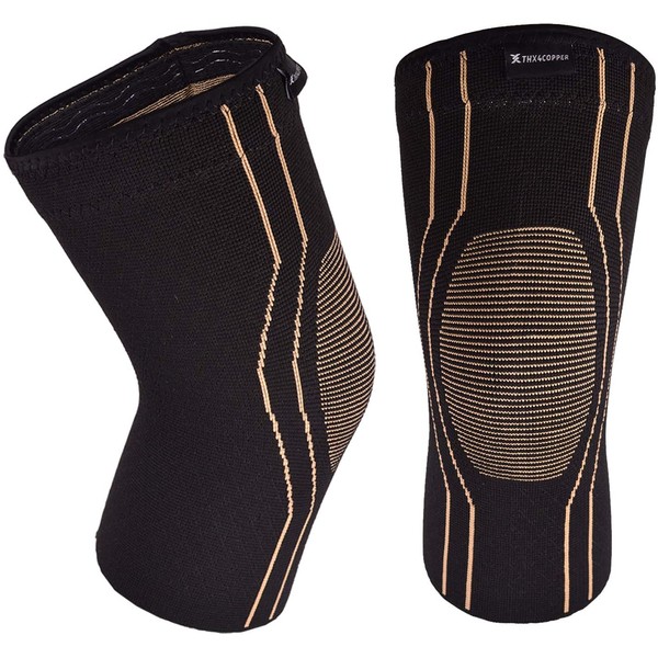 Thx4COPPER Sports Compression Knee Brace for Joint Pain and Arthritis Relief, Improved Circulation Support for Running, Jogging, Workout, Gym-Best Knee Sleeve-Single-Small