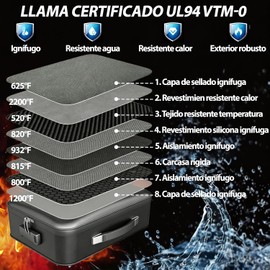 Caja Ignífuga para Documentos, Portadocumentos Ignífugo Con Cerradura, Carpeta Acordeón con 13 Bolsillos, Caja Fuerte Portátil, Important Document Organizer, para Certificates Passports Records
