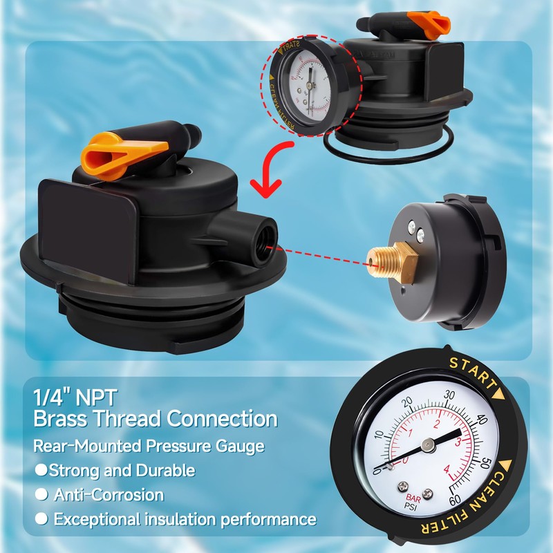 ECX2712B1 Pool Filter Pressure Gauge for Pen-tair Sand Filter, Pool