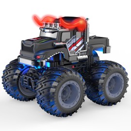 AUUGUU Remote Control Monster Trucks, 2.4GHz All Terrain RC Cars with Light Spray, Birthday Gift for Kids 3 4 5 6 7 8, Toddler Toys for Boys Girls 3+ Year Old