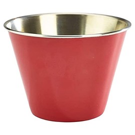 Genware NEV-RAMST12R Stainless Steel Ramekin, 12 oz., Red
