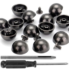 YORANYO 20 Sets 15X8MM Dome Spikes and Studs 19/32" Handbag Feet Gun Metal Round Spikes Screw Back Studs and Spikes for Clothing Shoes Leather Craft Belts Bags Accessories with Installation Tool