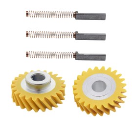 2-Pack W10112253 Mixer Worm Gear & 3-Pack W10380496 Carbon Brushes Replacement Kit for Whirlpool & KitchenAid Stand Mixers– Replacement for KSM88RBQ2, 5K5SS, 5K45SS, 4162897, 4169830, AP4295669