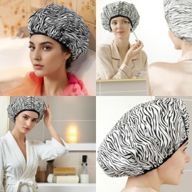 2 Pack Deep Conditioning Heat Cap Set - Tinfoil Foil Caps for Home & Salon, Ideal for Hair Dye & Hot Oil Treatments - Easy to Use, Effective & Durable (Black & White Stripes)