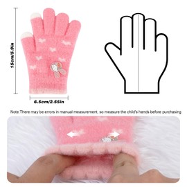 QKURT Kids Magic Gloves, 3 Pairs Children Knit Gloves Stretchy Warm Gloves Full Fingers Gloves Toddler Winter Mittens Thermal Gloves Go Out Gloves with Cute Pattern