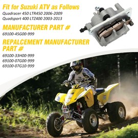 M MATI Upgrade Dual Twin Piston Rear Brake Caliper for Suzuki Quadracer 450 LTR450 2006-2009 Quadsport 400 LTZ400 2003-2013 69100-45G00-999