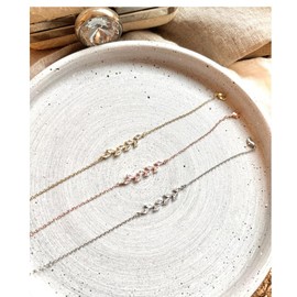 ONDEGO® Brautschmuck Set mit Halskette und Ohrringen, Blätterdesign mit Zirkonia, 42-55cm verstellbar, Gold/Silber/Roségold, wahlweise Rückenkette oder Armband (Armband Silber)