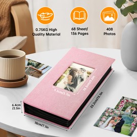 DazSpirit Photo Albums 6x4 Inch 408 Pockets Slip In, Customizable Linen Cover 10x15cm Photo Album, Large Capacity, Slip-in Pockets, Ideal for Wedding Albums, Family Photo Books and Travel Memories