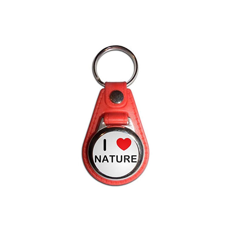 I Love Nature - Red Plastic Medallion Key Ring