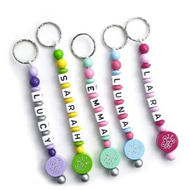 LALALO Butterfly Keyring with Name Engraving - Gift Pendant and Name Chain for Backpack, Changing Bag, Nursery Bag, School Bag - with Key Ring, Pink, butterfly keychain