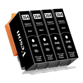 4 x 364XL Printer Cartridges Compatible with HP 364XL Cartridges for Photosmart 5520 5510 6510 6520 7510 7520, Deskjet 3520 3070A 3522, Officejet 4610 4620 4622 (Black)