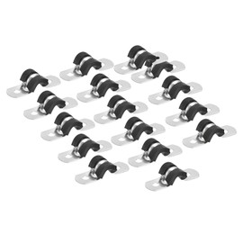 Uxcell 30Pcs 6mm(1/4") Cable Clamp - Rubber Pipe Strap Cushioned 304 Stainless Steel Hose U Shape Metal Holder for Tube Pipe Wire
