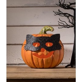 Bethany Lowe Cat Masquerade Pumpkin Jack-O-Lantern, Paper, Orange