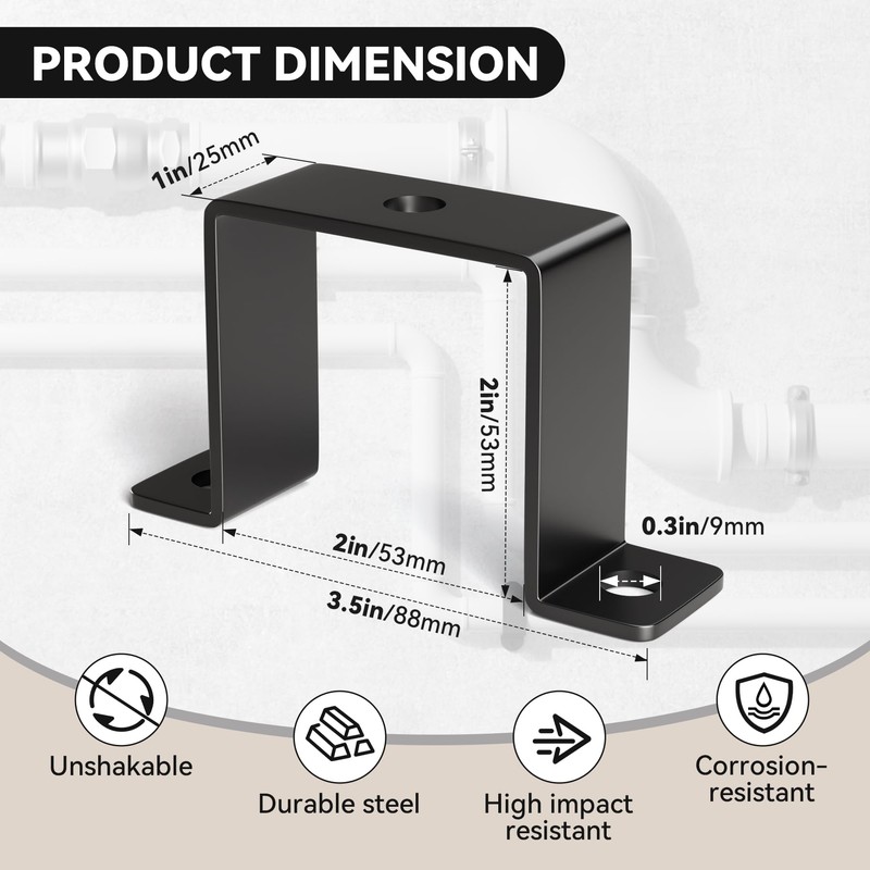 2"x2" Square Tube Strap Clamp | Black Square Pipe Clamp