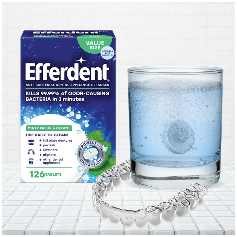 Efferdent Retainer Cleaning Tablets, Denture Cleanser Tablets for Dental Appliances,