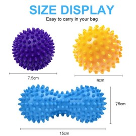 JJiaoLinin Massagebälle Faszienball,3er Set Igelball Set Igelbälle Massageball Fußmassage Balls Satz Igel Massage Ball Faszien Ball mit kleinen harten Igel Ball für Rücken Beine Füße Hände