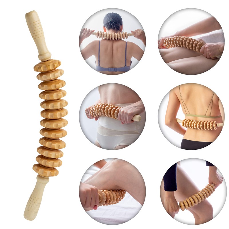 Mikako Curved Wood Therapy Massage Roller for Waist and Thigh,
