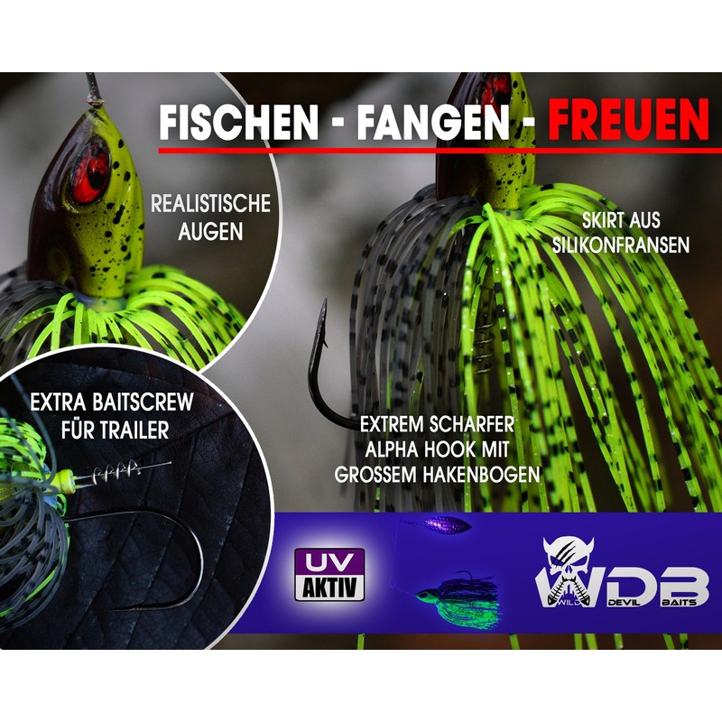 Wild Devil Baits Multi Tail Spinner Bait Artificial Bait Spin