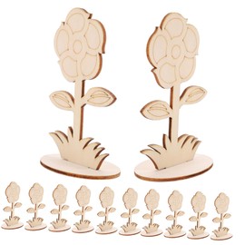 12pcs Unfinished Wooden Flowers for Crafts, Diy Wooden Flowers to Paint, Kids Hand-Painted Flower Decor, Ideal for Home, Office, Party Decor