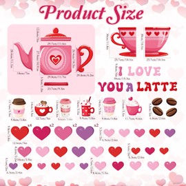 Epakh Valentines Bulletin Board Decorations Set Heart Paper Cutouts Pink Red Love Cardboard Cutouts I Love You a Latte Coffee Classroom Decorations for Door Chalkboard Wall School Party Supplies