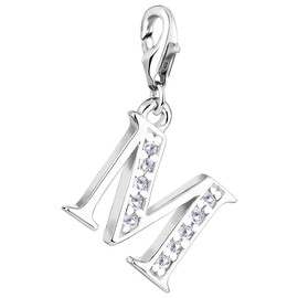 Pendant Charm Letter M Nena Lina in 925er Sterling Silver for Charm Bracelet, Necklace, Earring, Bracelet and Many Popular Carrier Charm
