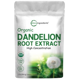 Organic Dandelion Root Tea Powder, 1lb (16oz) | Up to 450 Servings | Pure Dark Roasted Dandelion Root Supplement for Tea | Herbal Extract for Digestion & Immune Support | Caffeine Free, Non-GMO